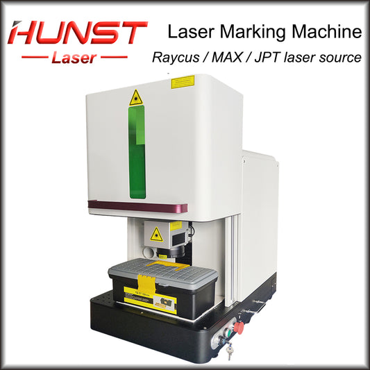 Hunst Enclosed 20 30 50 100W JPT M7 MOPA MAX Raycus Fiber Laser Marking Machine Preço para corte de joias de ouro e prata Gravura 