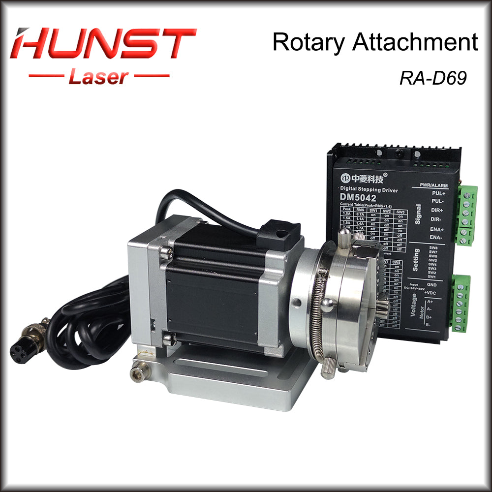 Hunst D69 CNC Router Máquina de marcação a laser Mandril de eixo rotativo para anel Pulseira Jóias Gravação Auto Lock Acessório rotativo
