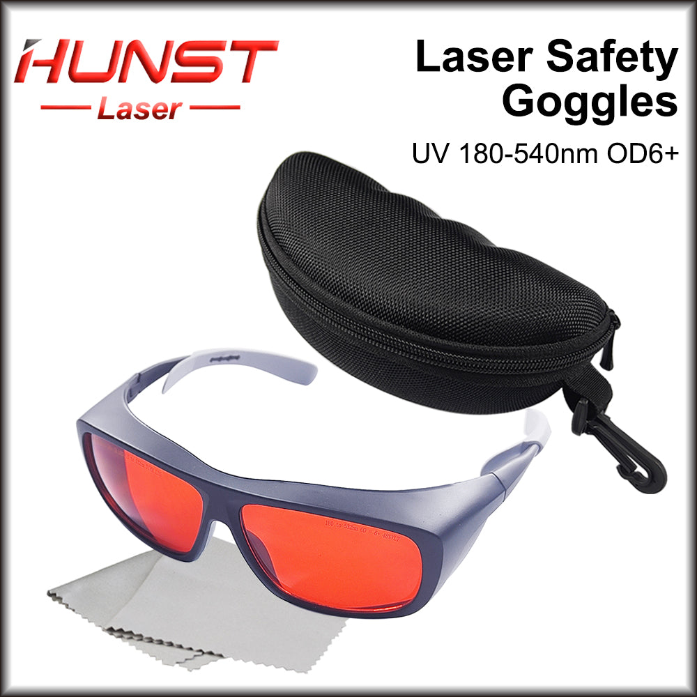 Óculos de proteção a laser HUNST 355 e 532 nm, tamanho médio, proteção contra raios UV e laser verde. 