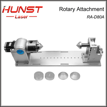 Mandril de mesa de trabalho de 3 mandíbulas de eixo rotativo HUNST D80A e cabeçote de indexação de contraponto de atividade para máquina de marcação e gravação a laser CNC 