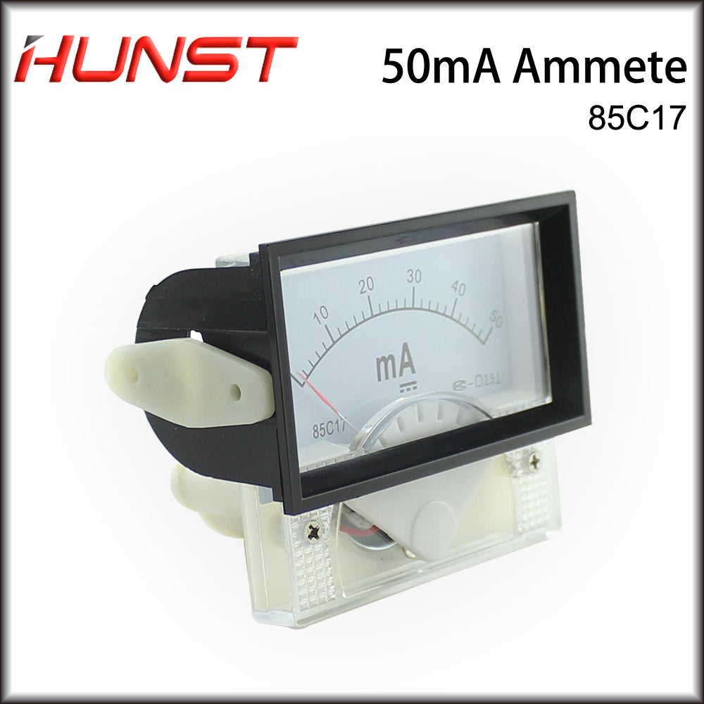 Hunst 50mA Amperímetro 85C17 DC 0-50mA Painel de amperímetro analógico Medidor de corrente para máquina de corte e gravação a laser de CO2 