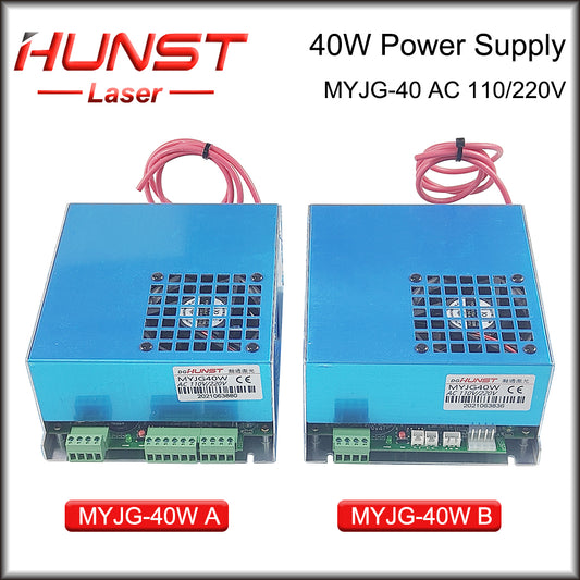 Hunst 40W CO2 Laser Power Supply 110V/220V para 30W 40W 50W Máquina de corte e gravação MYJG-40W Laser Generato