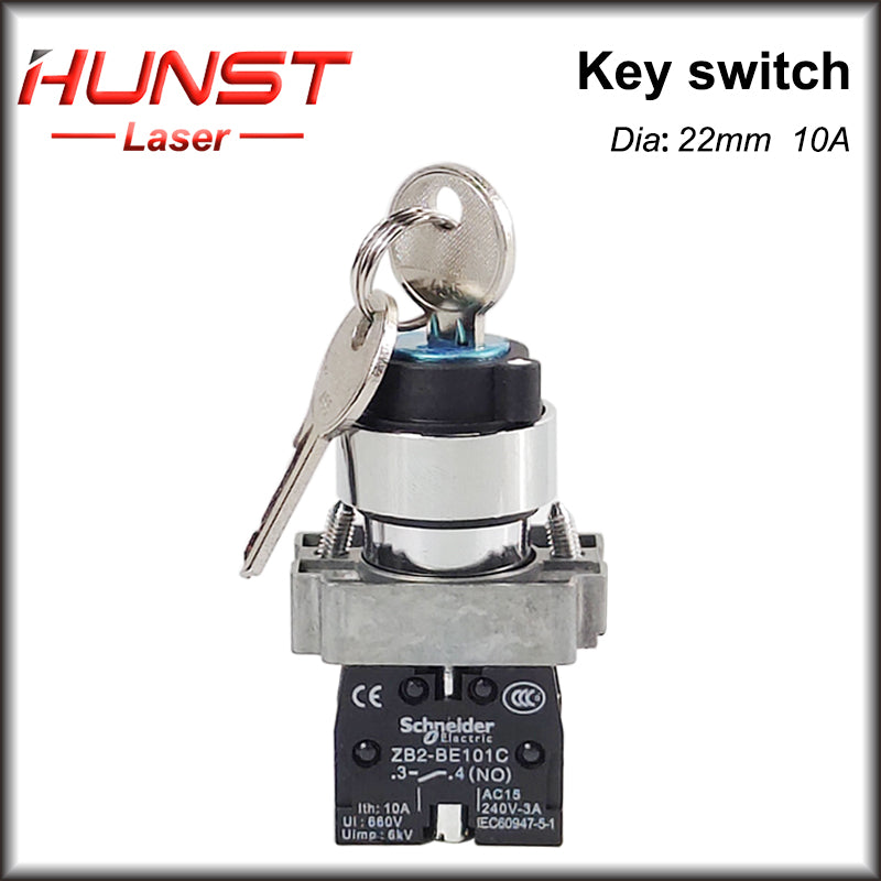 Botão de parada de emergência Hunst NC Chave interruptora NO AC15 10A para máquina de corte e gravação a laser de CO2