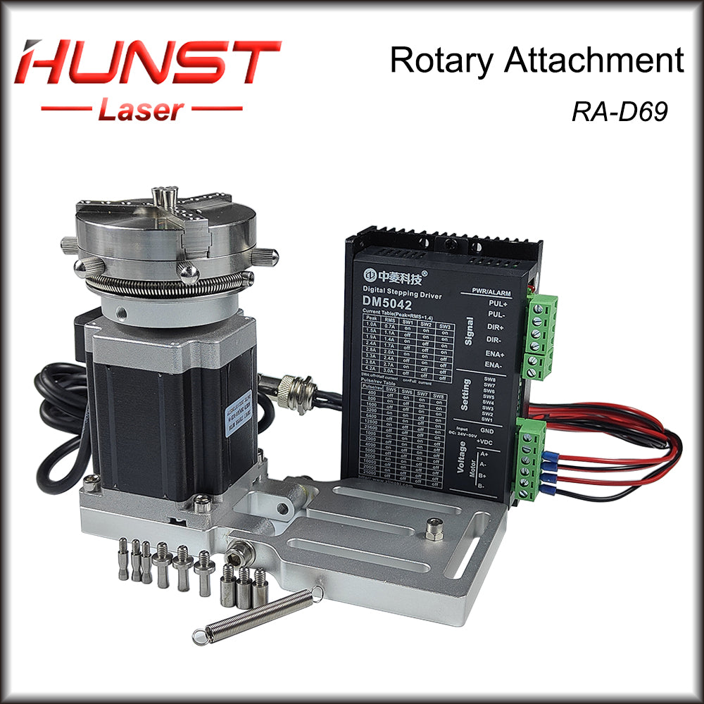 Hunst D69 CNC Router Máquina de marcação a laser Mandril de eixo rotativo para anel Pulseira Jóias Gravação Auto Lock Acessório rotativo