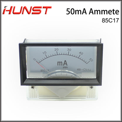 Hunst 50mA Amperímetro 85C17 DC 0-50mA Painel de amperímetro analógico Medidor de corrente para máquina de corte e gravação a laser de CO2 