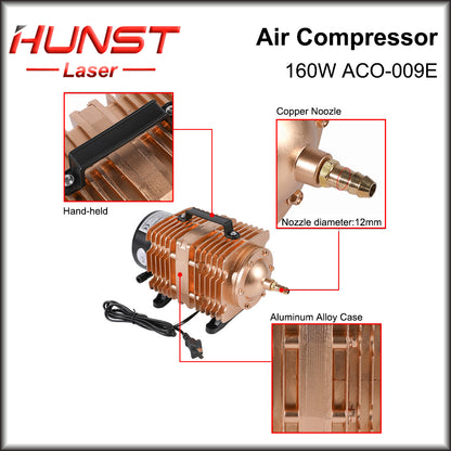 Bomba de ar magnética elétrica Hunst 160W, compressor de ar 110V/220V ACO-009E, para máquina de corte e gravação a laser de CO2. 