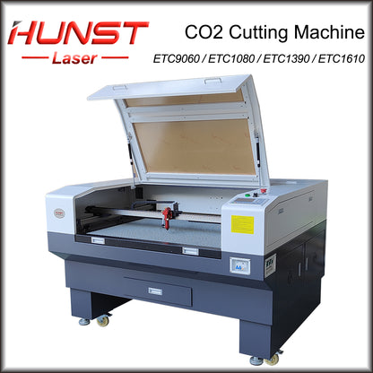 Hunst 80w 100w 130w CO2 Máquina de corte e gravação a laser 9060/1080/1390/1610 Cortador a laser para madeira, tecido acrílico, couro, papel