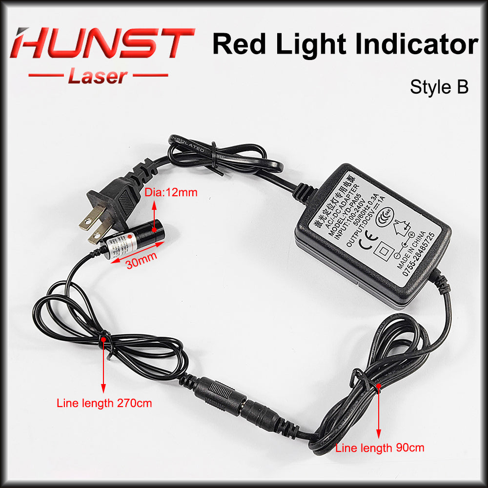 HUNST Red Dotted Beam Light 650nm 5V Infravermelho Módulo Laser Ajustável Localizador + Adaptador para Máquina de Marcação ou Corte de Fibra 