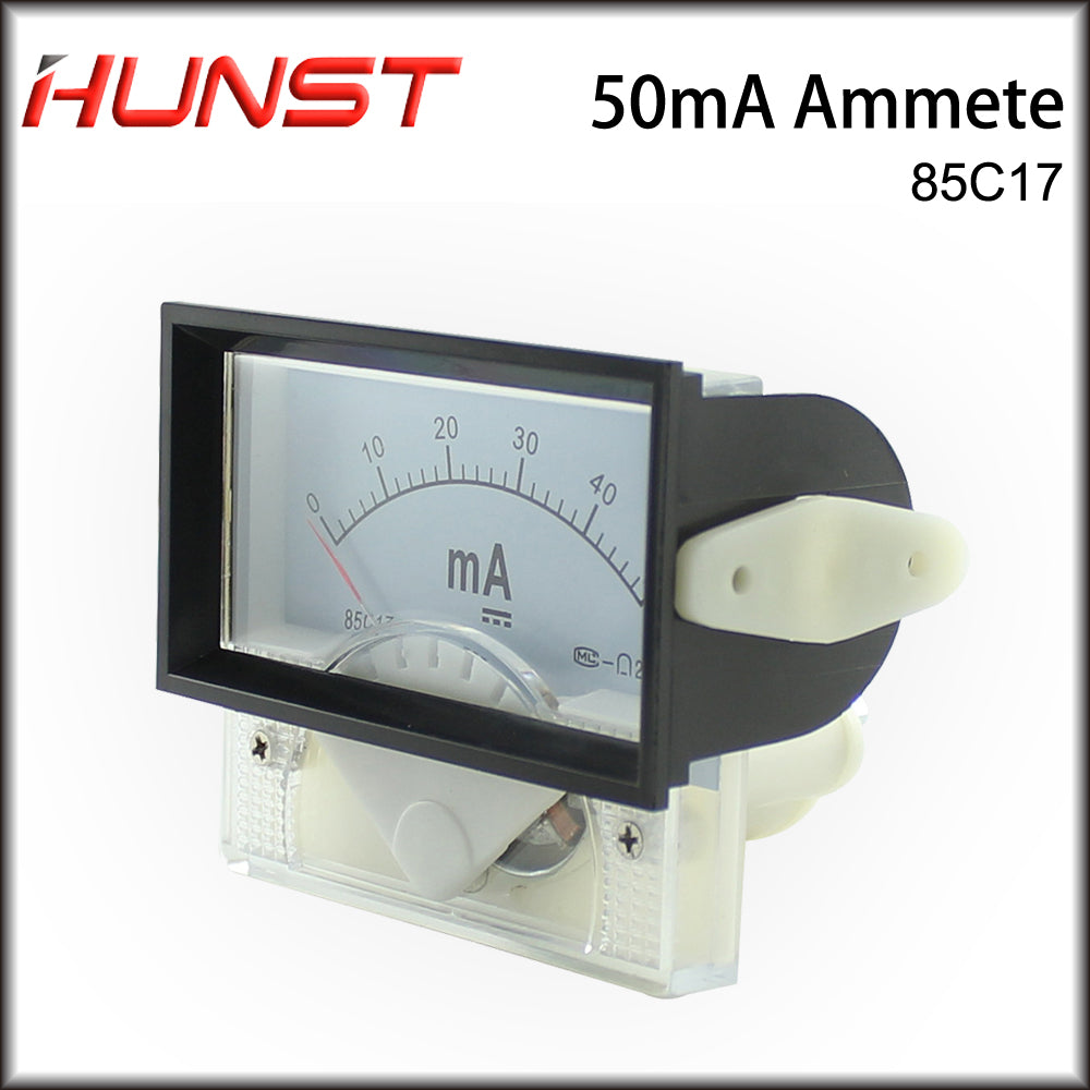 Hunst 50mA Amperímetro 85C17 DC 0-50mA Painel de amperímetro analógico Medidor de corrente para máquina de corte e gravação a laser de CO2 