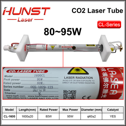 Hunst EFR F2 F4 F6 Co2 Laser Tubo Potência 40~150W Diâmetro 60/80mm Lâmpada Laser Para Co2 Laser Cutter Máquina de Gravação