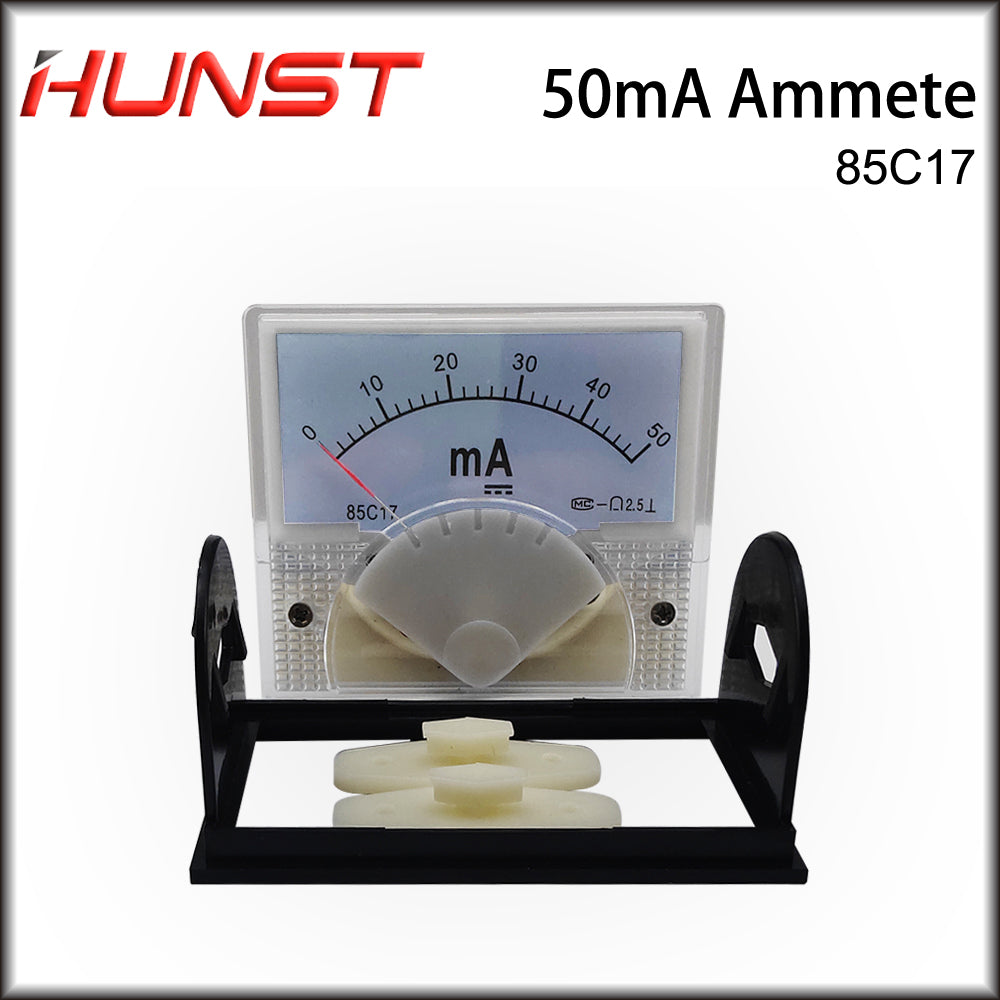 Hunst 50mA Amperímetro 85C17 DC 0-50mA Painel de amperímetro analógico Medidor de corrente para máquina de corte e gravação a laser de CO2 