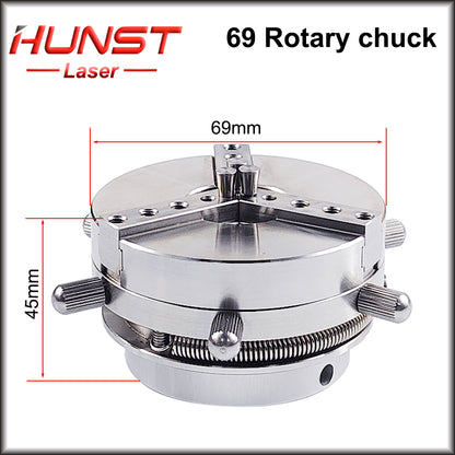 Hunst D69 Acessório rotativo com trava automática, roteador CNC, máquina de marcação a laser, mandril de eixo rotativo para gravação de joias, pulseiras e anéis.