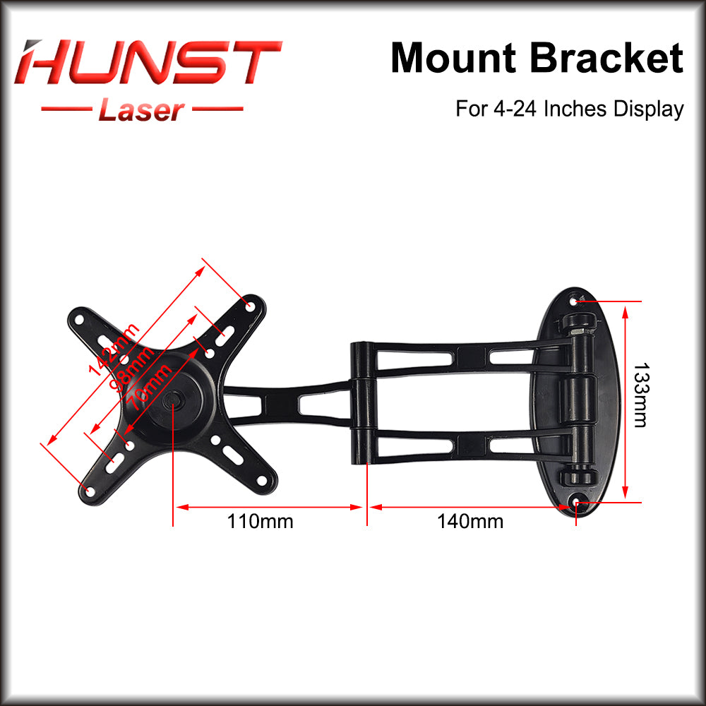 Suporte de montagem de tela de TV Hunst preto 160*160mm para tela de 4 a 24 polegadas (suporte de monitor de máquina de marcação a laser) 