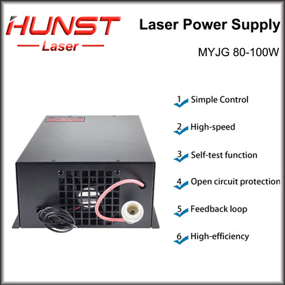 Hunst MYJG 80-100W CO2 Laser Power Supply 80~100W Laser Generator para Co2 Engraving Cutting Machine Glass Tube
