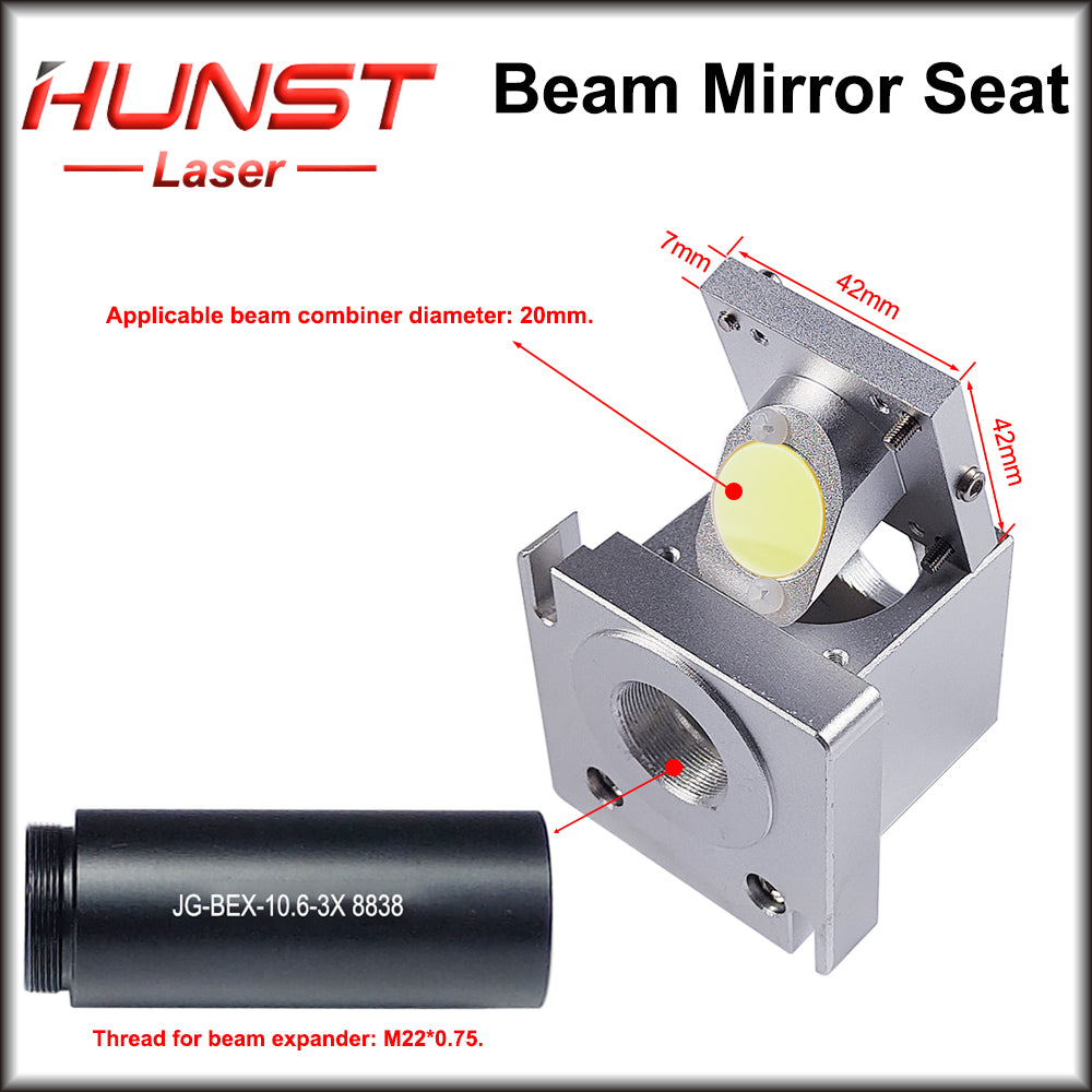 O assento do espelho de feixe de laser de CO2 da HUNST é equipado com espelho de combinação de feixe de luz vermelha e espelho de expansão de feixe