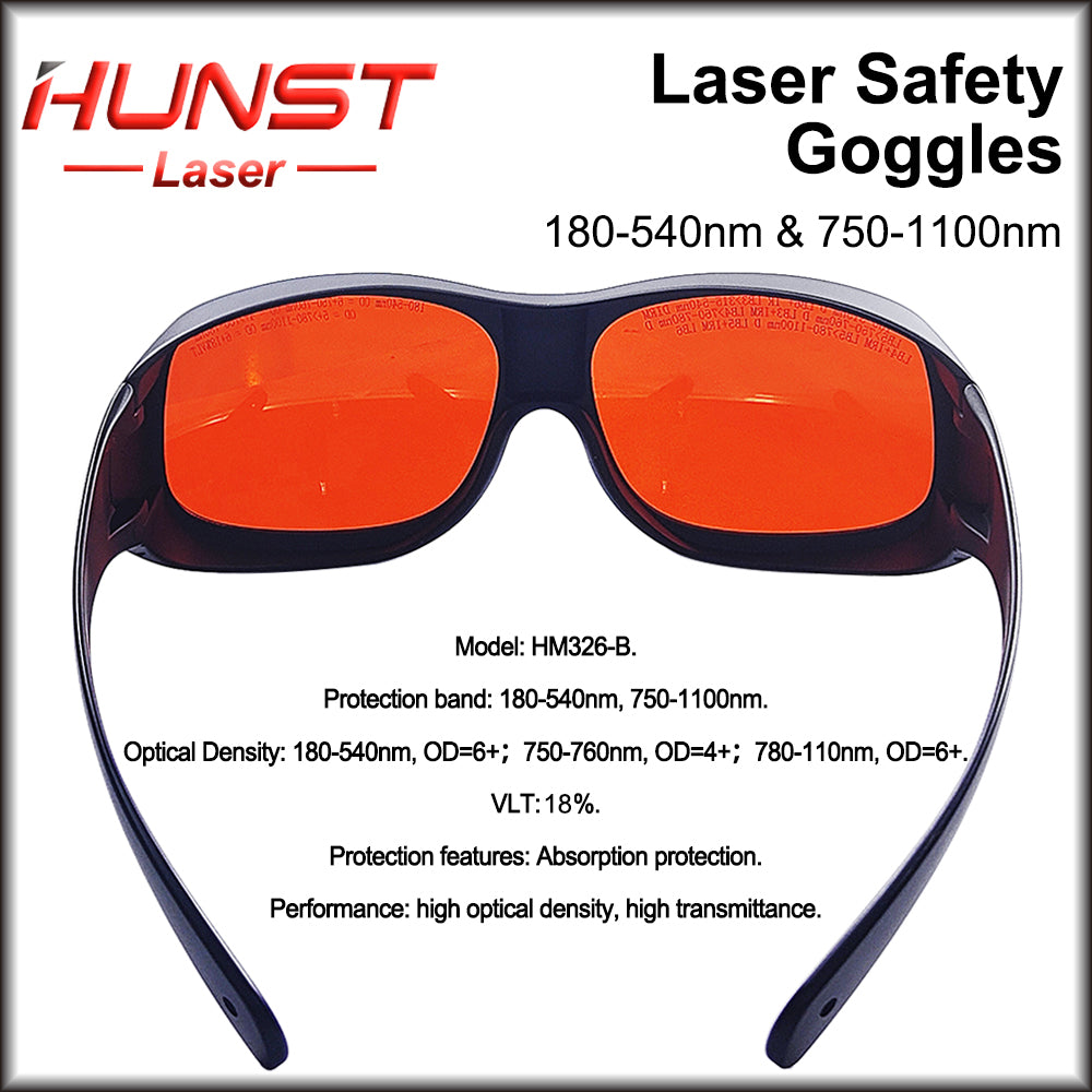Óculos de proteção para laser HUNST 355 e 532 nm e 1064 nm, proteção contra raios UV e laser verde. 