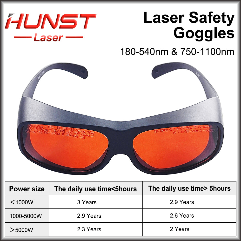 Óculos de proteção para laser HUNST 355 e 532 nm e 1064 nm, proteção contra raios UV e laser verde. 