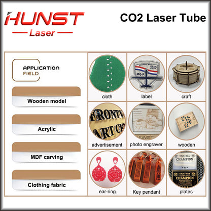 Hunst EFR F2 F4 F6 Co2 Laser Tubo Potência 40~150W Diâmetro 60/80mm Lâmpada Laser Para Co2 Laser Cutter Máquina de Gravação