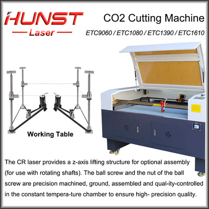 Hunst 80w 100w 130w CO2 Máquina de corte e gravação a laser 9060/1080/1390/1610 Cortador a laser para madeira, tecido acrílico, couro, papel