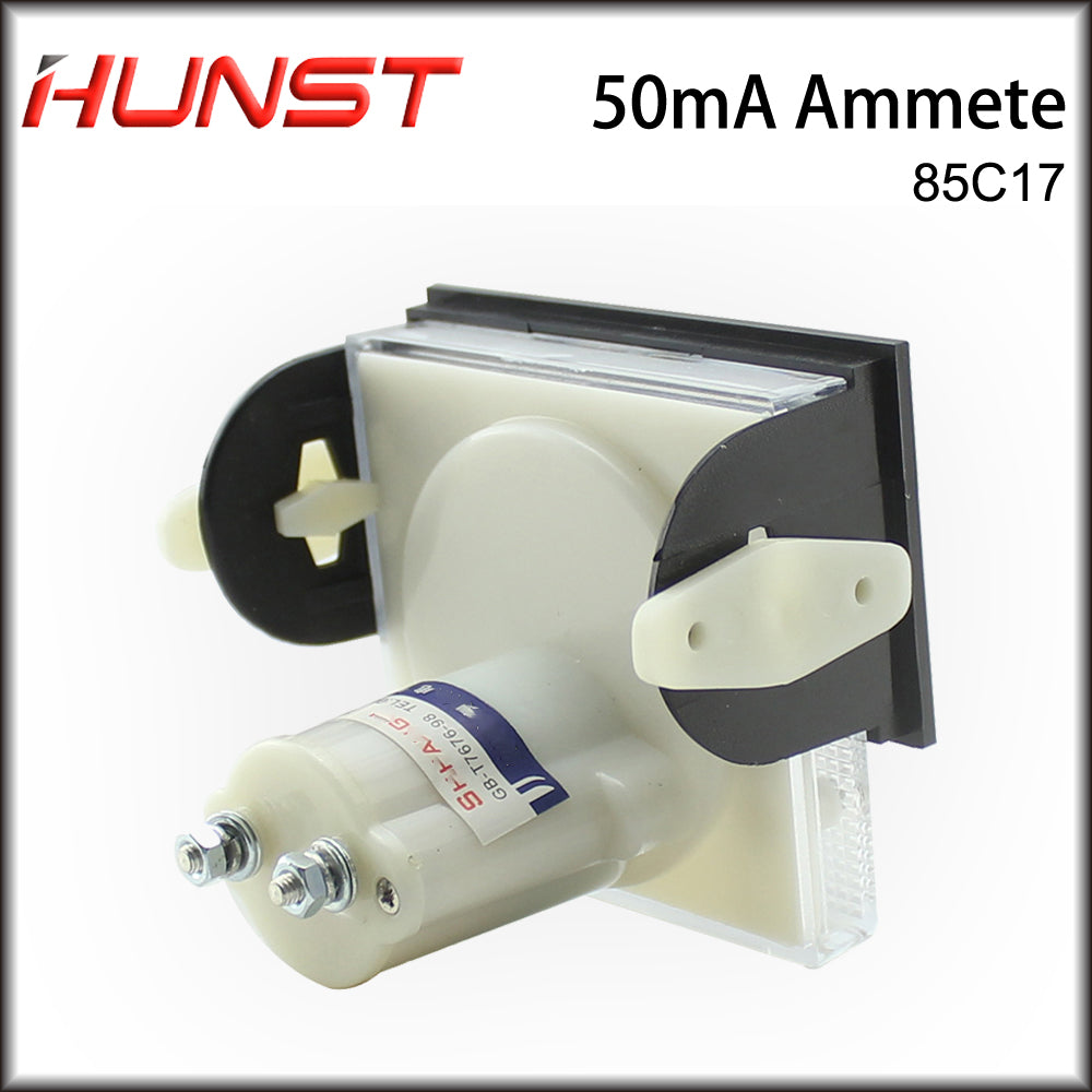 Hunst 50mA Amperímetro 85C17 DC 0-50mA Painel de amperímetro analógico Medidor de corrente para máquina de corte e gravação a laser de CO2 