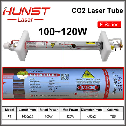 Hunst EFR F2 F4 F6 Co2 Laser Tubo Potência 40~150W Diâmetro 60/80mm Lâmpada Laser Para Co2 Laser Cutter Máquina de Gravação