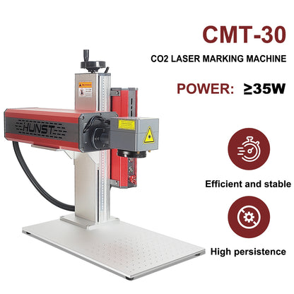 Máquina de gravação a laser HUNST 10,6um Co2 Tubo de laser RF de metal de 35 W adequado para couro, tecido, placa de madeira, marcação de plástico 