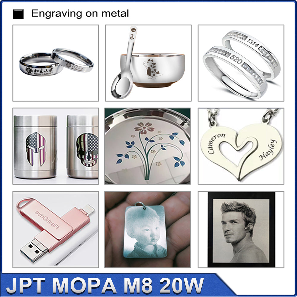 Máquina de marcação a laser HUNST Mini 20W JPT MOPA M8 Laser de fibra portátil para marcação colorida de aço inoxidável e gravação em metal faça você mesmo. 
