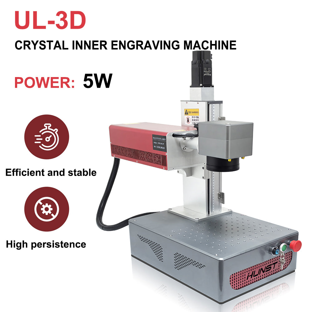 HUNST Crystal 3D Engraving Machine, UV Laser Marking Machine is Suitable for Engraving Plastic, Metal, Glass, Wood, Leather, Etc