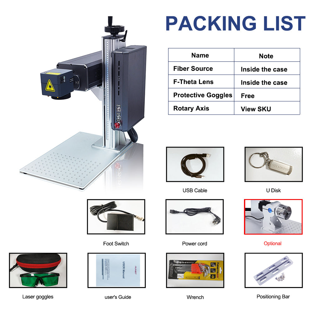 Máquina de gravação a laser HUNST 10,6um Co2 Tubo de laser RF de metal de 35 W adequado para couro, tecido, placa de madeira, marcação de plástico 