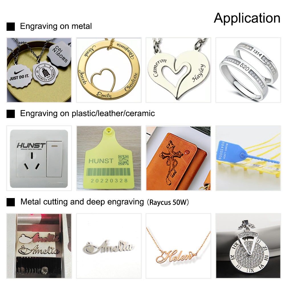 Hunst Tax free 50W 30W Fiber Laser Marking Machine Raycus para DIY Jewelry Engraving Gold, Silver, Metal, Frete grátis no Brasil, UE, México