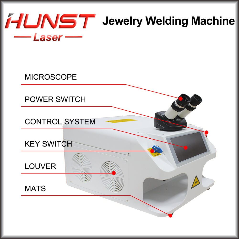 Hunst Jewelry Máquina de solda a laser 80W Mini soldador portátil de fibra a laser Ouro Prata Titânio Metal Anéis Colar
